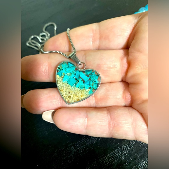 Like New 3 piece Set Silver, Turquoise,&sand color to support our oceans- - Picture 2 of 6